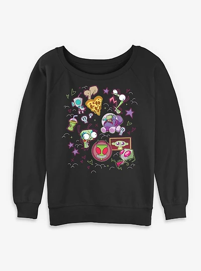 Invader ZIM Icon Doodles Womens Slouchy Sweatshirt