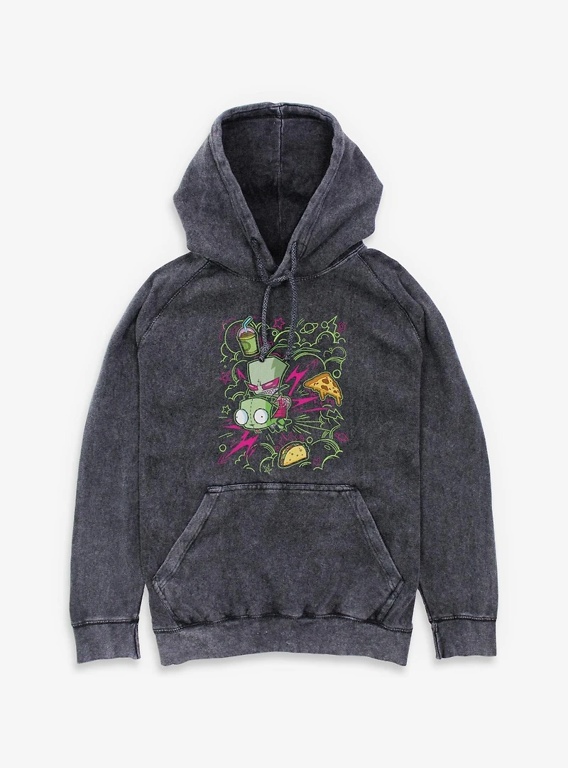 Invader Zim Doodle Mineral Wash Hoodie
