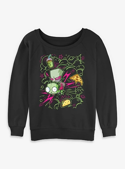 Invader Zim Doodle Womens Slouchy Sweatshirt