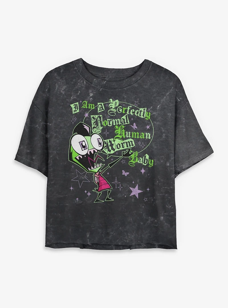 Invader ZIM Human Worm Baby Mineral Wash Womens Crop T-Shirt