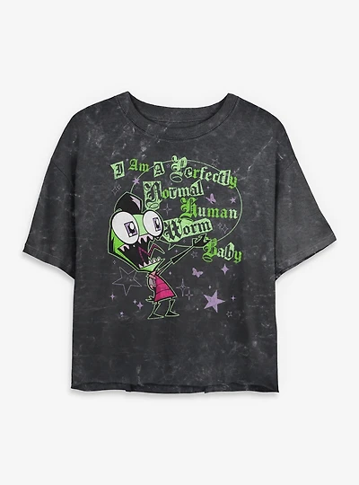 Invader ZIM Human Worm Baby Mineral Wash Womens Crop T-Shirt