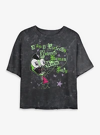 Invader ZIM Human Worm Baby Mineral Wash Womens Crop T-Shirt