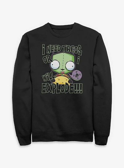 Invader ZIM I Need Tacos Or Will Explode Sweatshirt