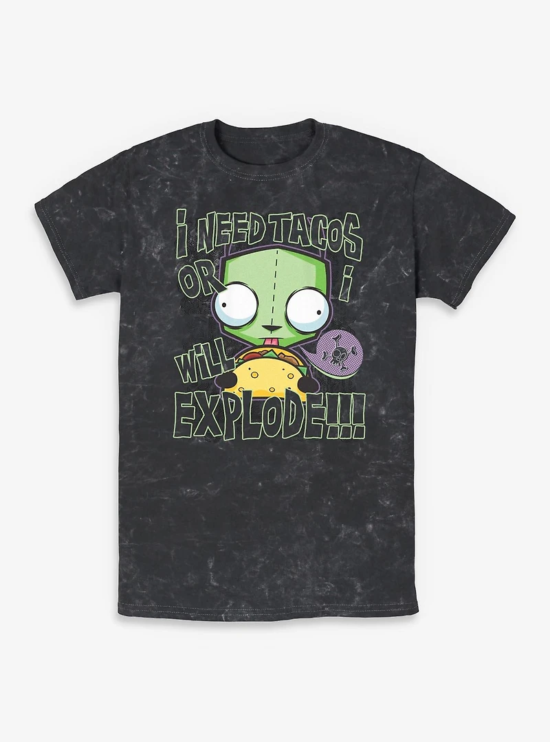 Invader ZIM I Need Tacos Or Will Explode Mineral Wash T-Shirt