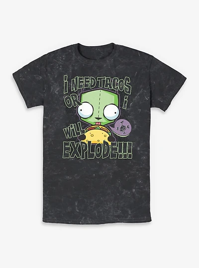 Invader ZIM I Need Tacos Or Will Explode Mineral Wash T-Shirt