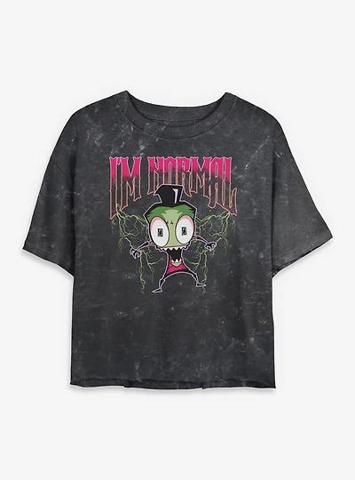 Invader ZIM I'm Normal Mineral Wash Womens Crop T-Shirt