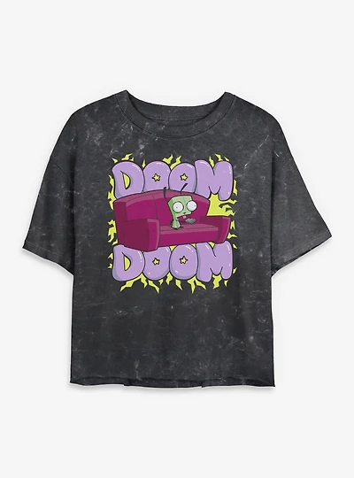 Invader ZIM Doom  Mineral Wash Womens Crop T-Shirt