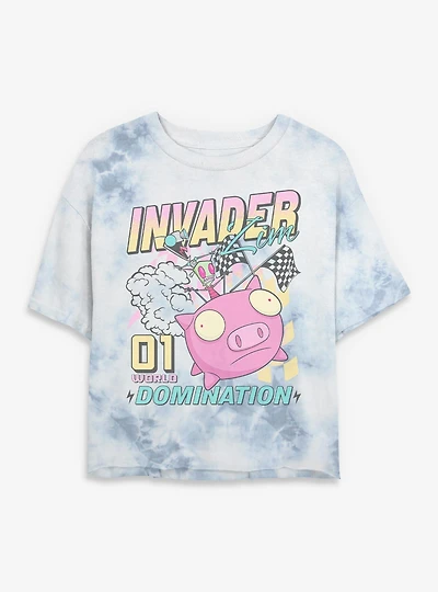 Invader ZIM World Domination 01 Tie Dye Crop Womens T-Shirt