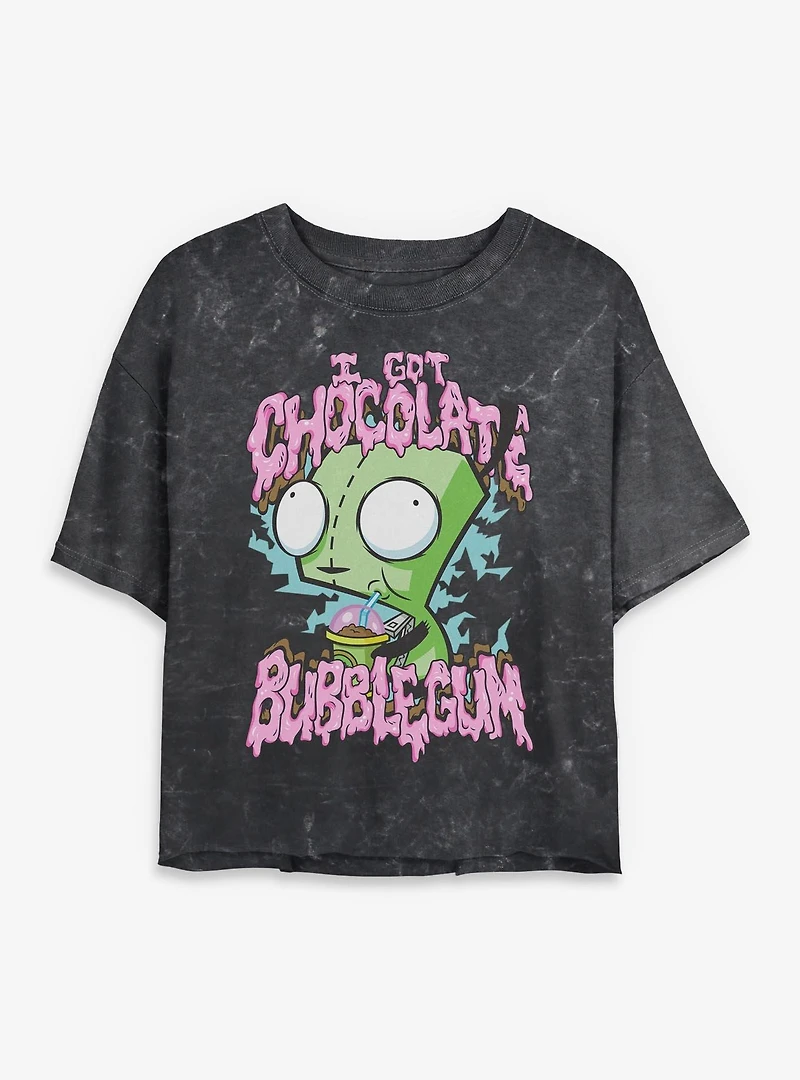 Invader ZIM I Got Chocolate Bubblegum Mineral Wash Womens Crop T-Shirt