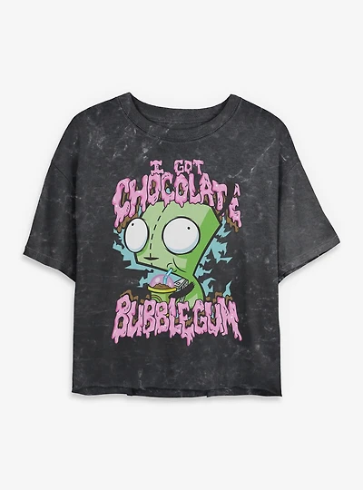 Invader ZIM I Got Chocolate Bubblegum Mineral Wash Womens Crop T-Shirt