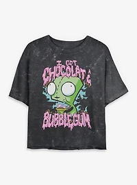 Invader ZIM I Got Chocolate Bubblegum Mineral Wash Womens Crop T-Shirt