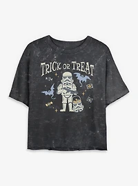 Star Wars Stormtrooper Trick Or Treat Mineral Wash Womens Crop T-Shirt