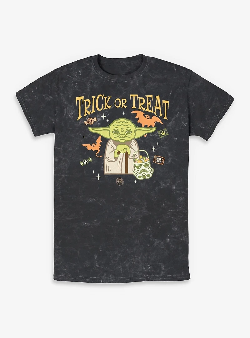 Star Wars Yoda Trick Or Treat Mineral Wash T-Shirt