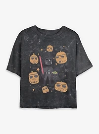 Star Wars Darth Vader & Stormptrooper Pumpkins Mineral Wash Womens Crop T-Shirt
