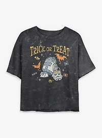 Star Wars R2-D2 Trick or Treat Mineral Wash Womens Crop T-Shirt