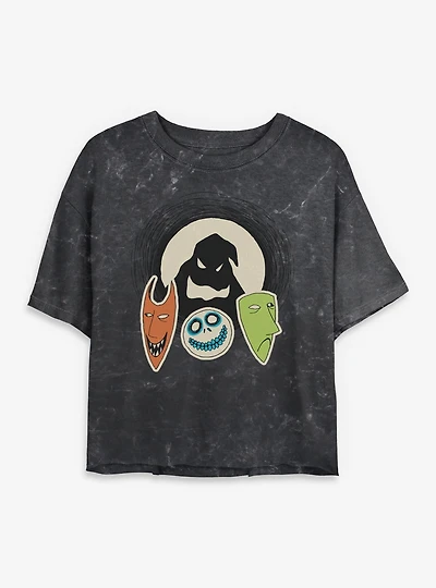 The Nightmare Before Christmas Oogie Boogie And Friends Mineral Wash Womens Crop T-Shirt