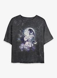 The Nightmare Before Christmas Under Moonlight Group Mineral Wash Womens Crop T-Shirt