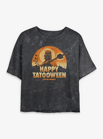 Star Wars Happy Tatooween Mineral Wash Womens Crop T-Shirt