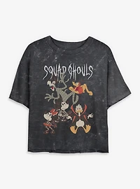 Disney Mickey Mouse & Friends Spooky Squad Ghouls Mineral Wash Womens Crop T-Shirt