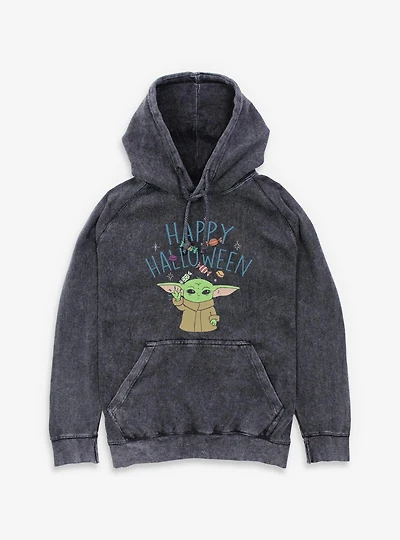 Star Wars The Mandalorian Happy Halloween Grogu Mineral Wash Hoodie