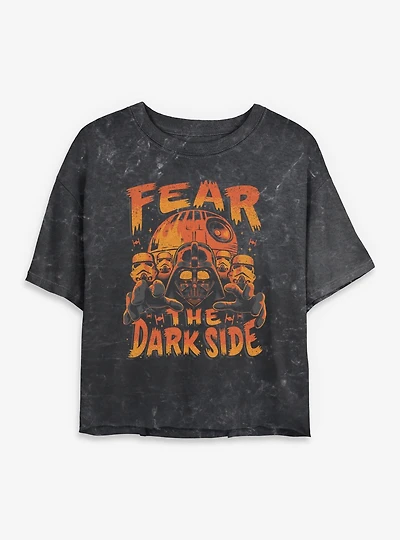 Star Wars Fear The Darkside Spooky Mineral Wash Womens Crop T-Shirt