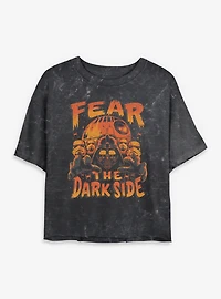 Star Wars Fear The Darkside Spooky Mineral Wash Womens Crop T-Shirt