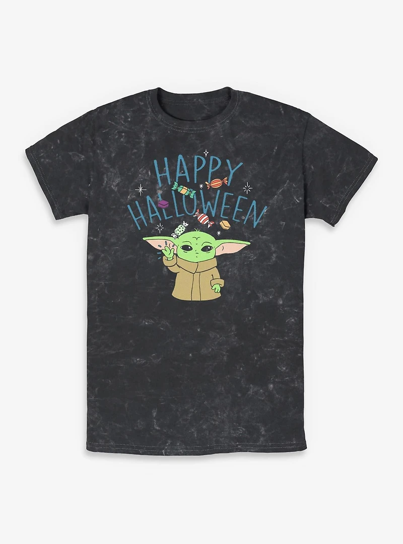 Star Wars The Mandalorian Happy Halloween Grogu Mineral Wash T-Shirt