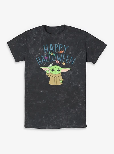 Star Wars The Mandalorian Happy Halloween Grogu Mineral Wash T-Shirt