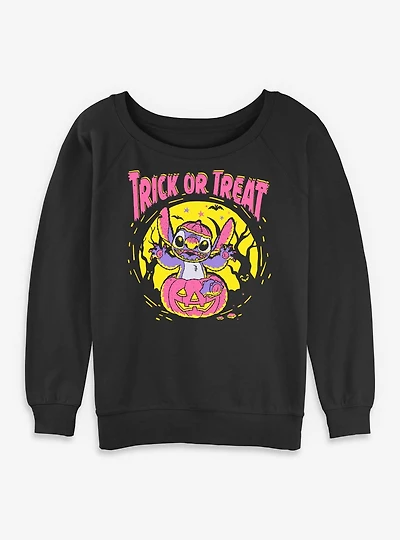 Disney Lilo & Stitch Spooky Trick Or Treat Womens Slouchy Sweatshirt