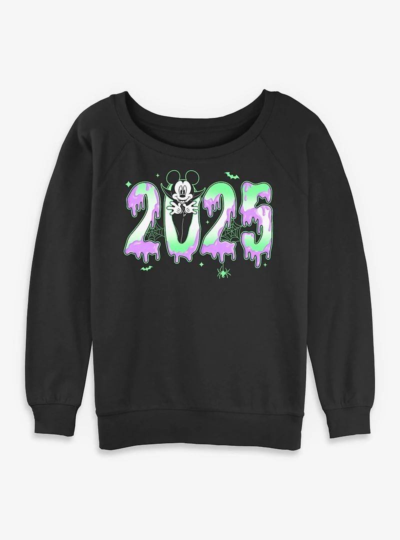 Disney Mickey Mouse Spooky Year 2025 Womens Slouchy Sweatshirt