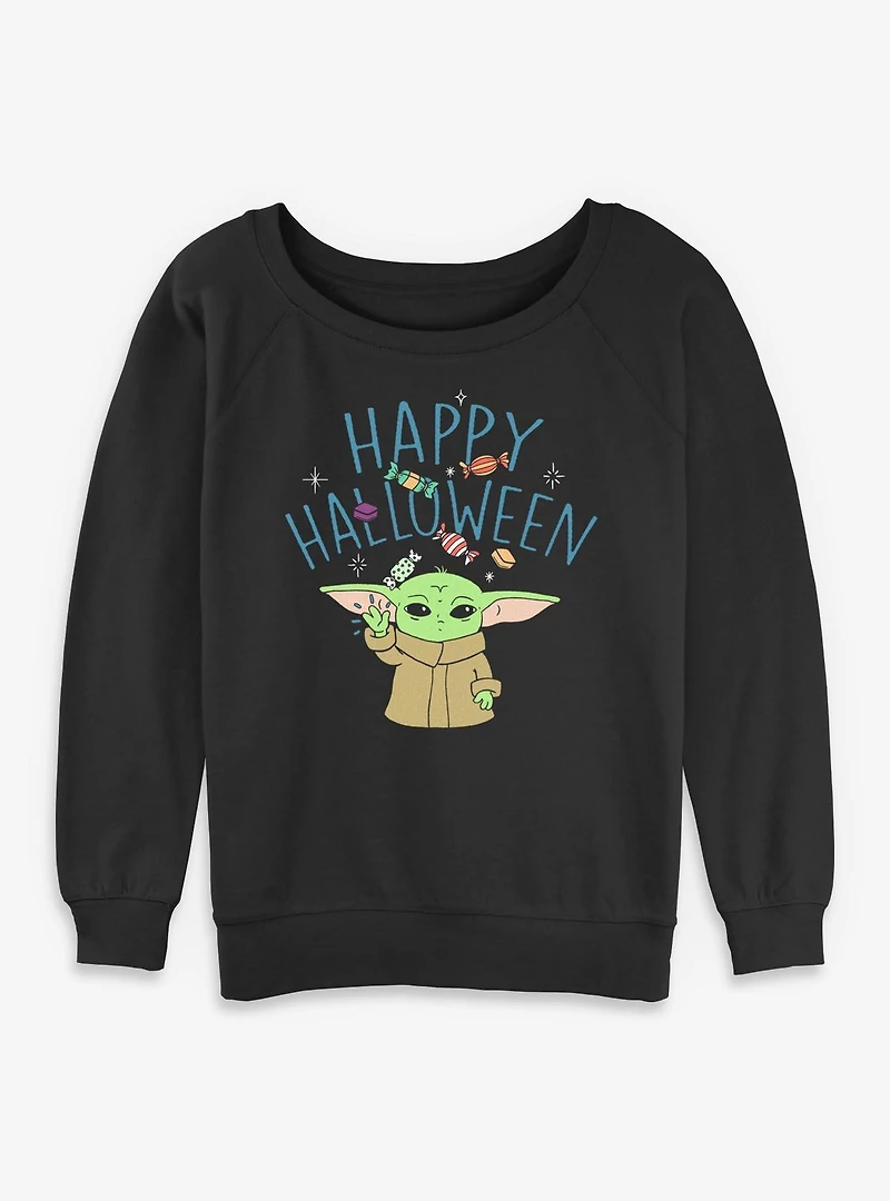 Star Wars The Mandalorian Happy Halloween Grogu Womens Slouchy Sweatshirt