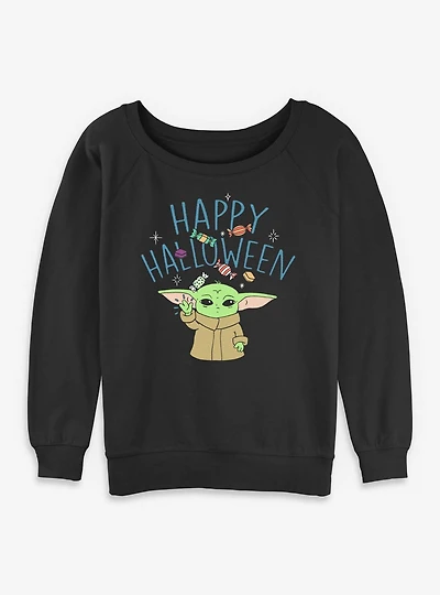 Star Wars The Mandalorian Happy Halloween Grogu Womens Slouchy Sweatshirt