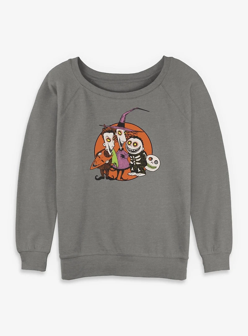 The Nightmare Before ChristmasTroublemakers Trio Lock Shock Barrel Womens Slouchy Sweatshirt