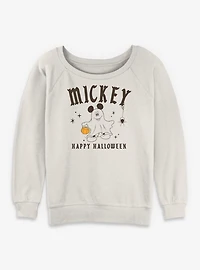 Disney Mickey Mouse Happy Halloween Ghost Spirits Womens Slouchy Sweatshirt