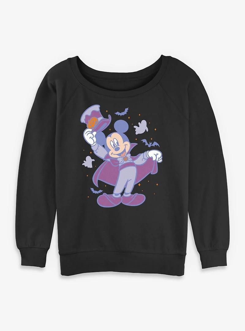 Disney Mickey Mouse Haunted Host Womens Slouchy Sweatshirt