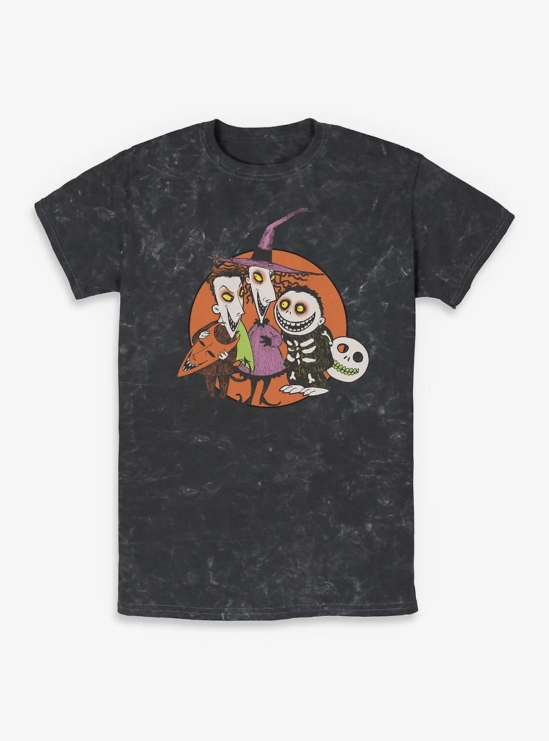 The Nightmare Before ChristmasTroublemakers Trio Lock Shock Barrel Mineral Wash T-Shirt