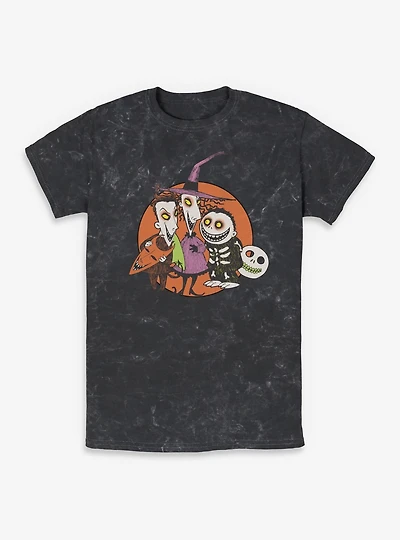 The Nightmare Before ChristmasTroublemakers Trio Lock Shock Barrel Mineral Wash T-Shirt