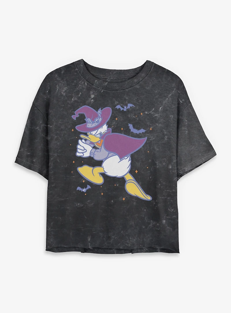 Disney Donald Duck Haunted Mineral Wash Womens Crop T-Shirt