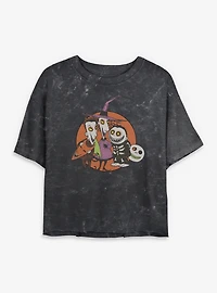 The Nightmare Before ChristmasTroublemakers Trio Lock Shock Barrel Mineral Wash Womens Crop T-Shirt