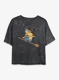 Minions Minion Stuart Witch Mineral Wash Womens Crop T-Shirt