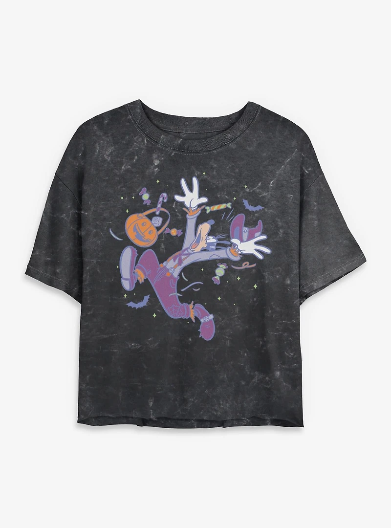 Disney Goofy Haunted Mineral Wash Womens Crop T-Shirt