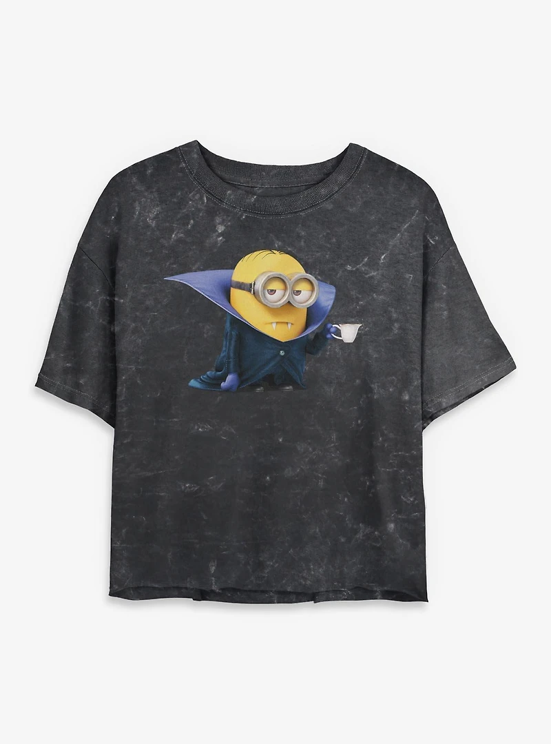 Minions Minion Dave Vamp Mineral Wash Womens Crop T-Shirt