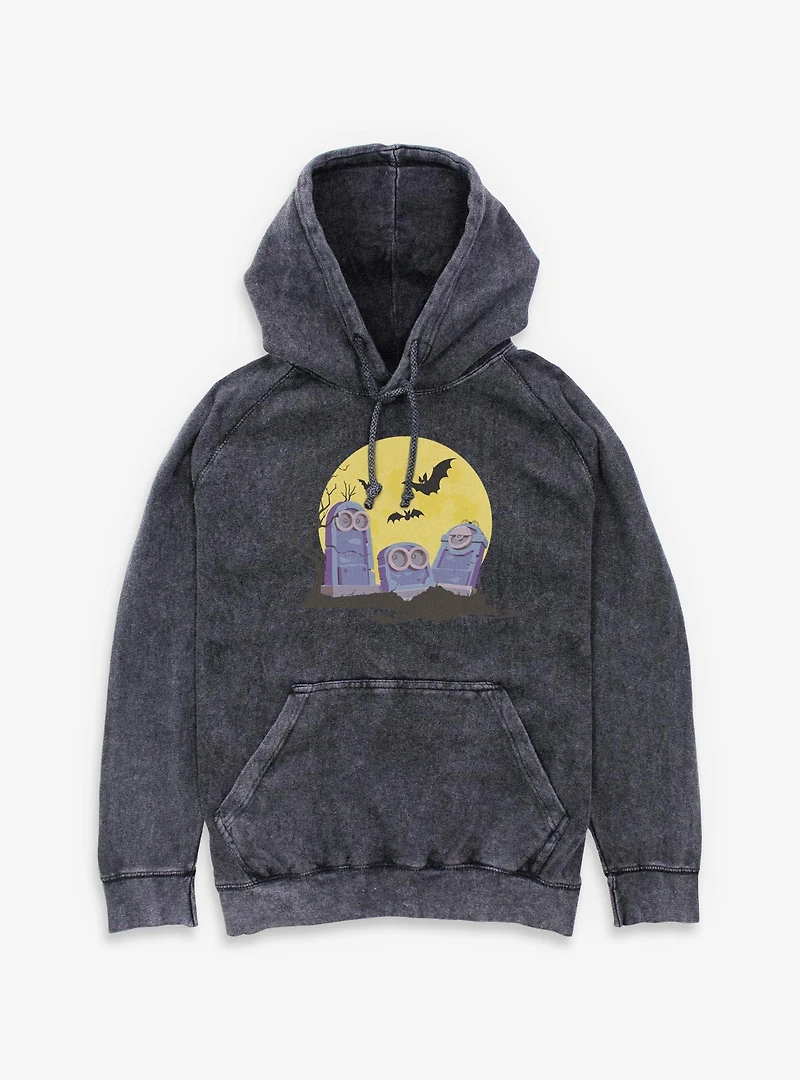 Minions Spooky Tombstone Cemetery Mineral Wash Hoodie