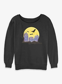 Minions Spooky Tombstone Cemetery Womens Slouchy Sweatshirt