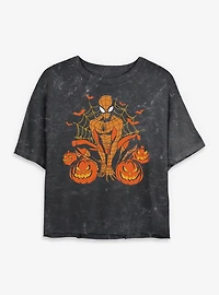 Marvel Spider-Man Spideyween Senses Mineral Wash Womens Crop T-Shirt