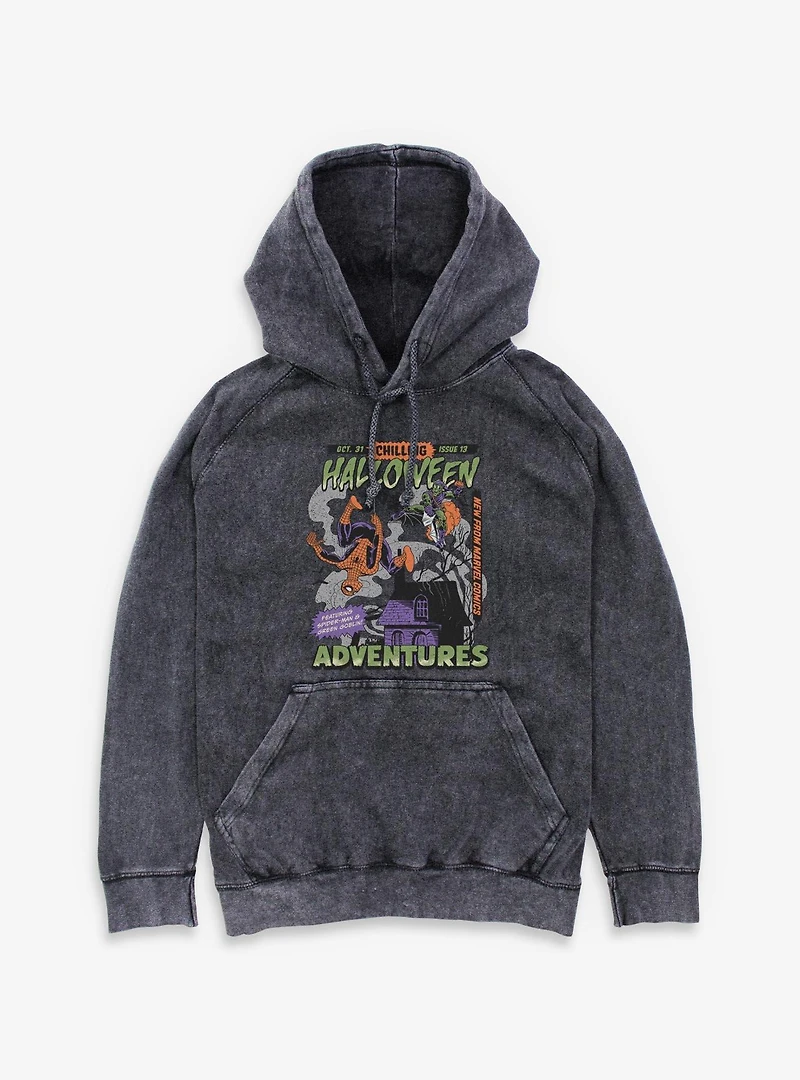 Marvel Spider-Man Chilling Halloween Adventures Comic Style Cover Mineral Wash Hoodie