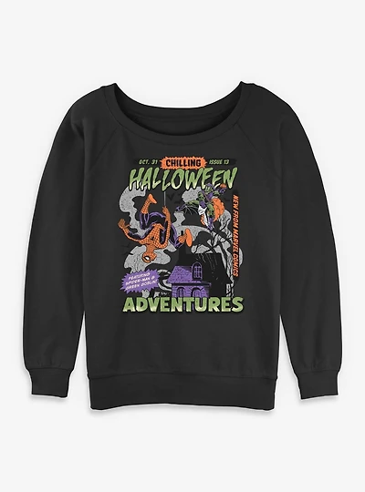 Marvel Spider-Man Chilling Halloween Adventures Comic Style Cover Womens Slouchy Sweatshirt