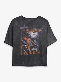 Marvel Spider-Man Halloween Madness Comic Style Cover Mineral Wash Womens Crop T-Shirt
