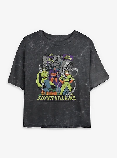 Marvel Super Villains Halloween Mineral Wash Womens Crop T-Shirt