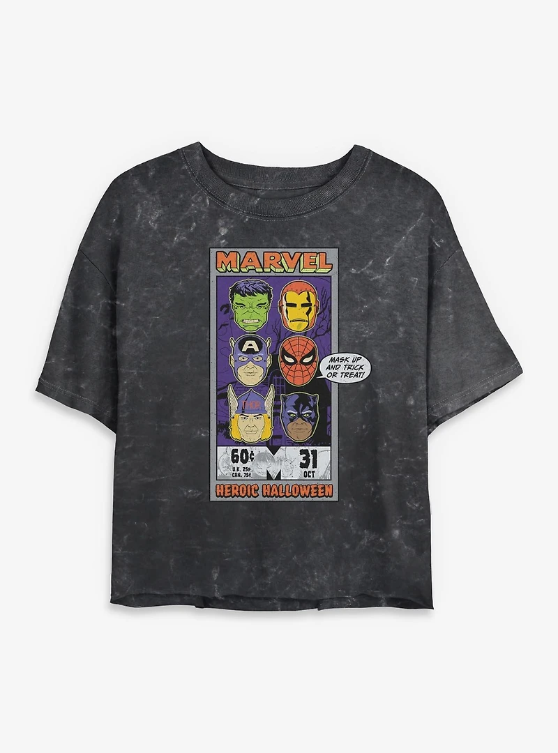 Marvel Heroic Halloween Mineral Wash Womens Crop T-Shirt